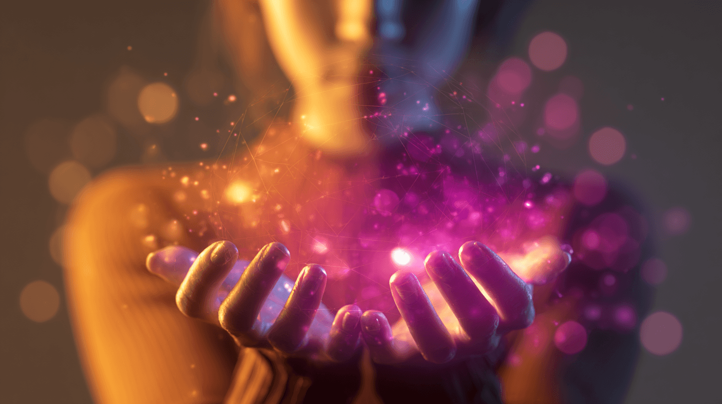 A person joyfully engaging with a digital interface, representing empowerment and positive results.